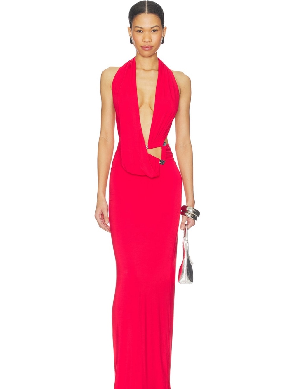 REVOLVE Vibrant Red Halter Cutout Maxi Dress